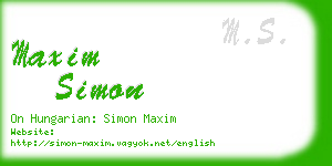 maxim simon business card